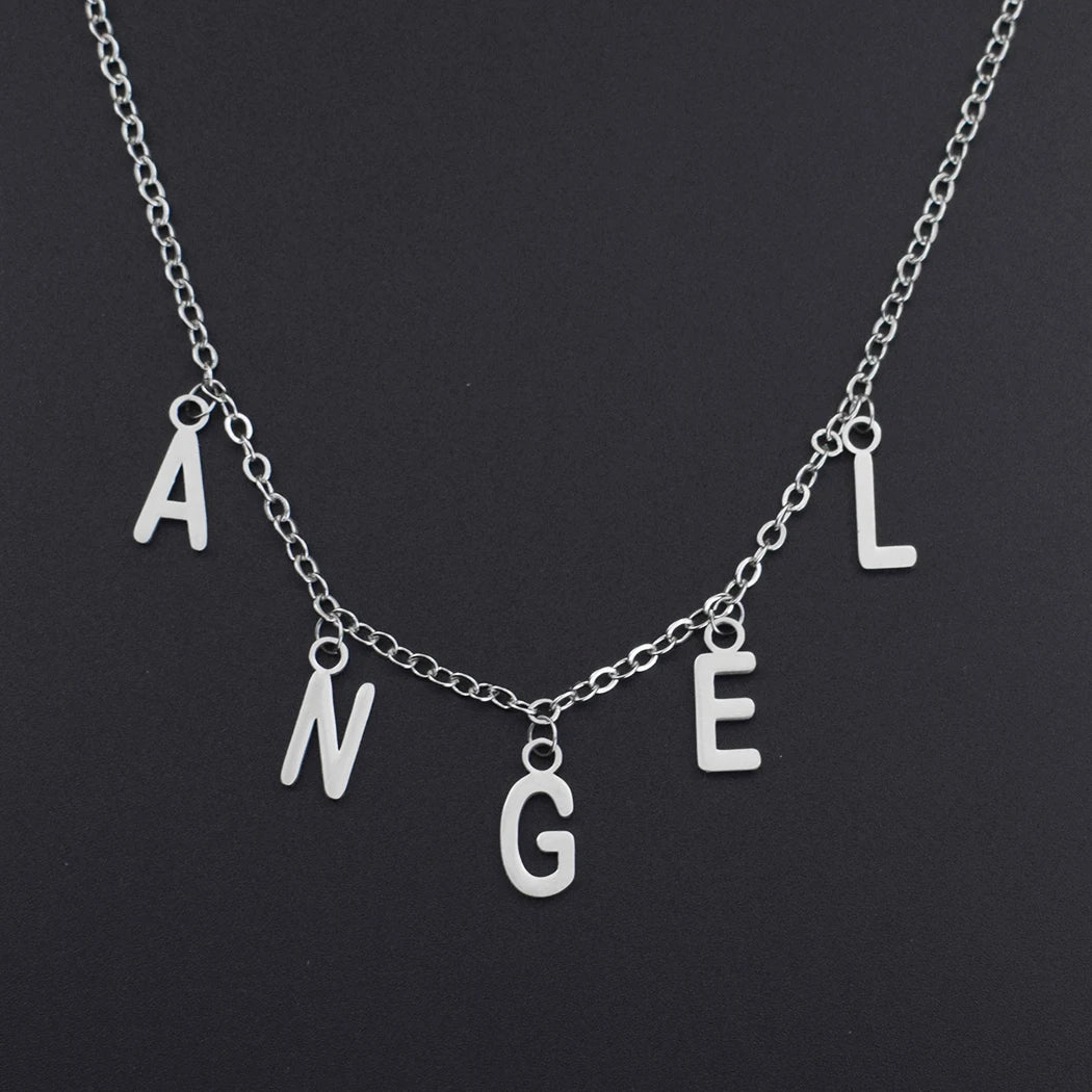 Custom Letters Necklace for Women Customize Your Name Necklace Personalized Stainless Steel Letter Nameplate Gift Kpop Jewelry