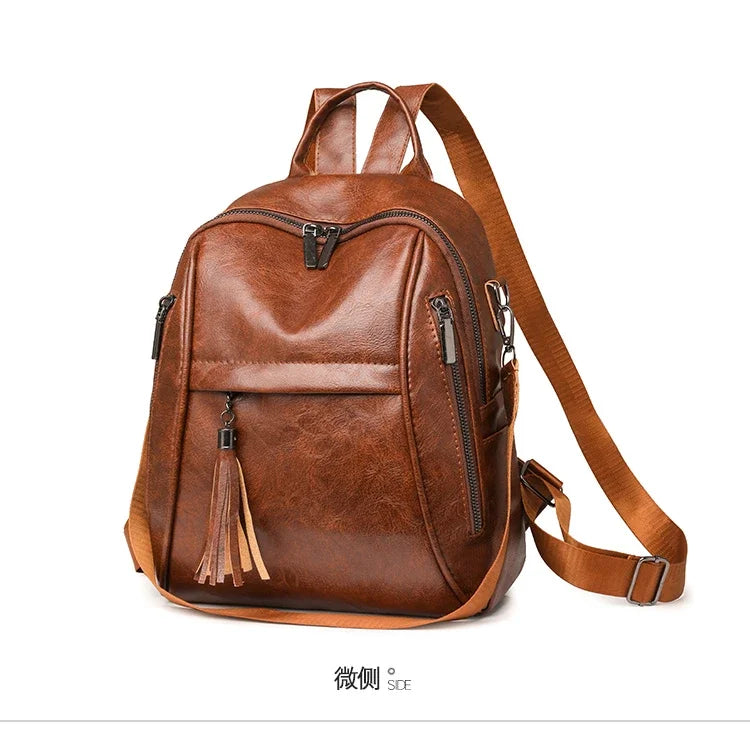 2024 New Product PU Soft Handle Backpack Solid Color Large Capacity Simple Fashion Backpack Outer Frame Softback Women's Handbag