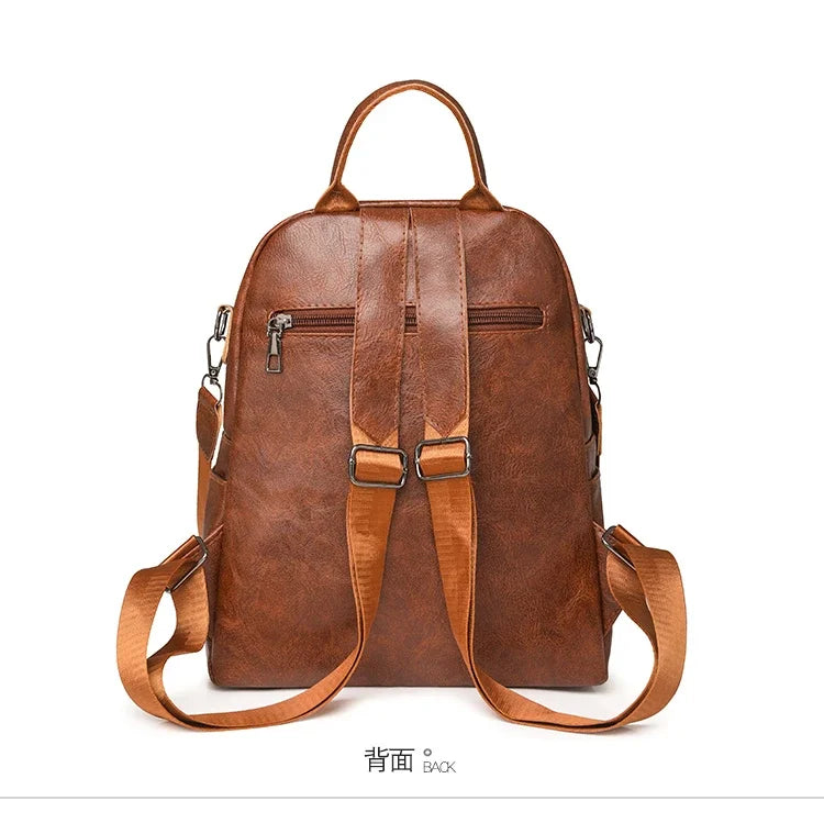 2024 New Product PU Soft Handle Backpack Solid Color Large Capacity Simple Fashion Backpack Outer Frame Softback Women's Handbag