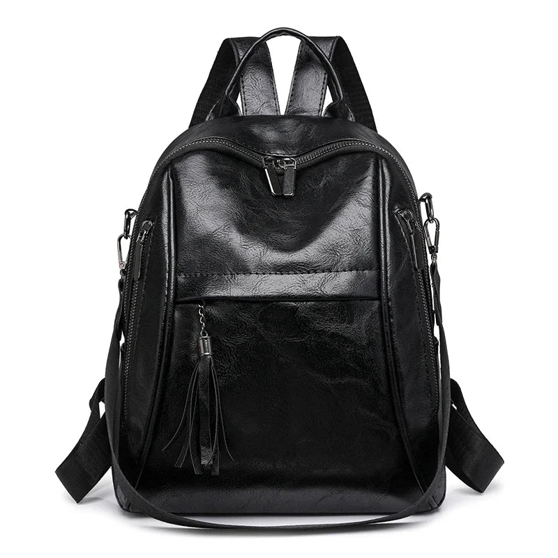 2024 New Product PU Soft Handle Backpack Solid Color Large Capacity Simple Fashion Backpack Outer Frame Softback Women's Handbag