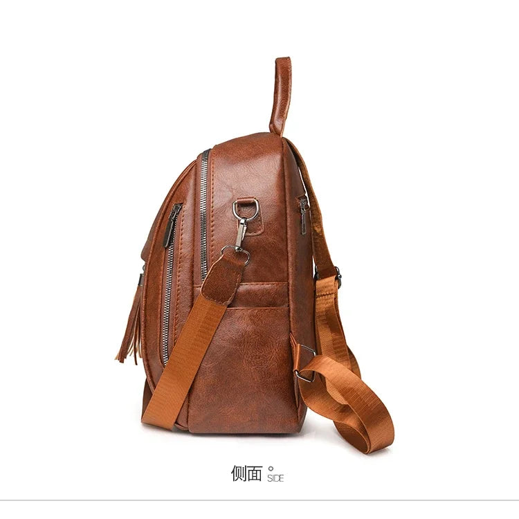 2024 New Product PU Soft Handle Backpack Solid Color Large Capacity Simple Fashion Backpack Outer Frame Softback Women's Handbag