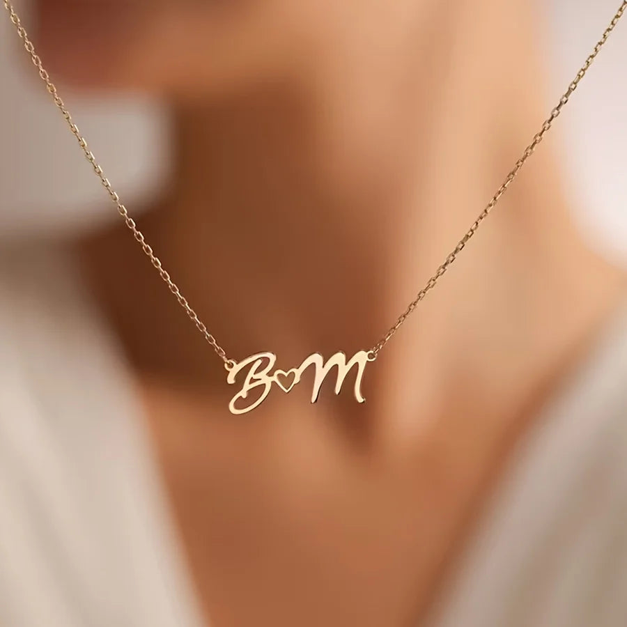 Custom Name Necklaces for Women Waterproof Stainless Steel Personalized Necklace Customized Nameplete Charm Jewelry collar femme