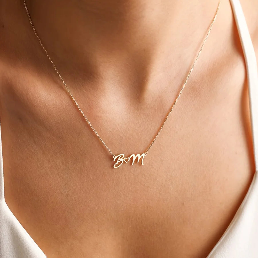 Custom Name Necklaces for Women Waterproof Stainless Steel Personalized Necklace Customized Nameplete Charm Jewelry collar femme