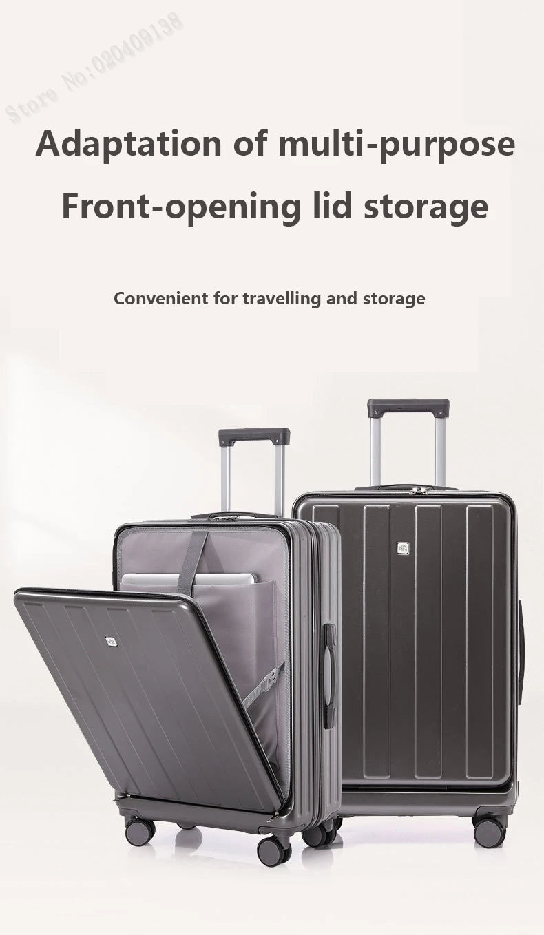 KO-KU Front Opening Lid Trolley Suitcase Business Carry On Boarding USB Charging Cup Holder Large Capacity Luggage20/22/24/26/28