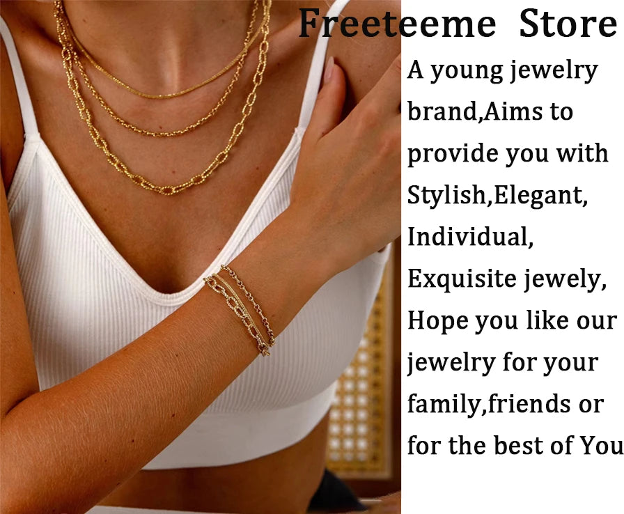 Freeteeme Personalized Name Necklace Bracelet for Women Kid Stainless Steel Custom Crown Earrings Ring Jewelry Set Birthday Gift